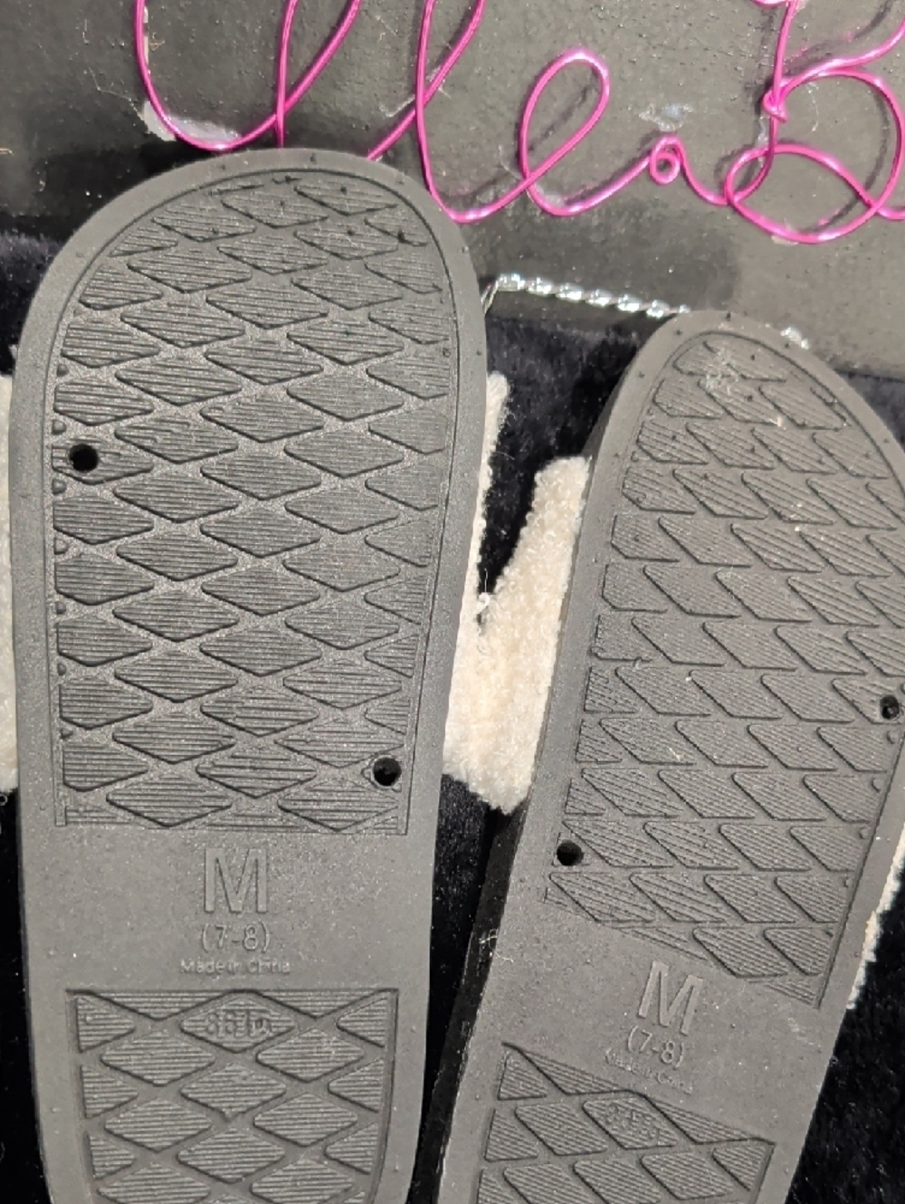 Cozy Fuzzy Mushroom Slides - Black + Cream with Red Accent - Picture 3 of 4